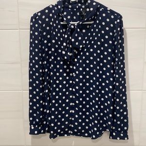 J Crew polka dot tie neck blouse